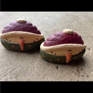 2 Rare Blossom Bucket Primitive Snowman Head